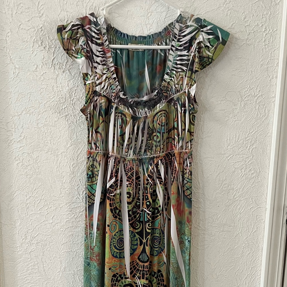 Long multi print dress
